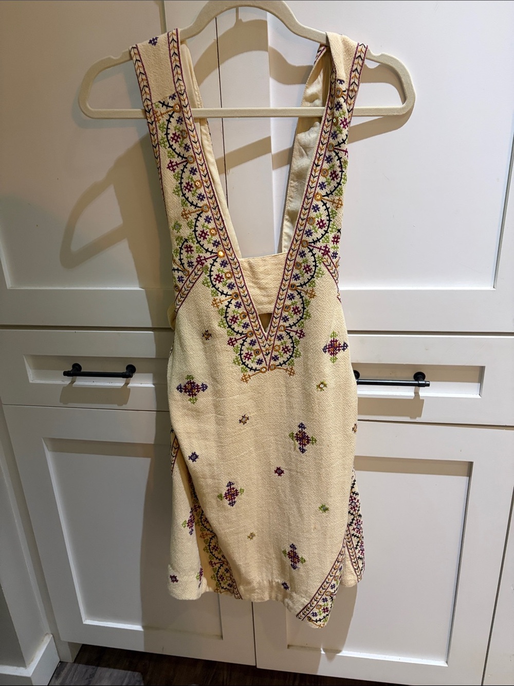 Free People Cream Embroidered V-Neck Camisole